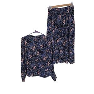 VINTAGE 2 piece rayon blouse and skirt set sz 6 Rayon